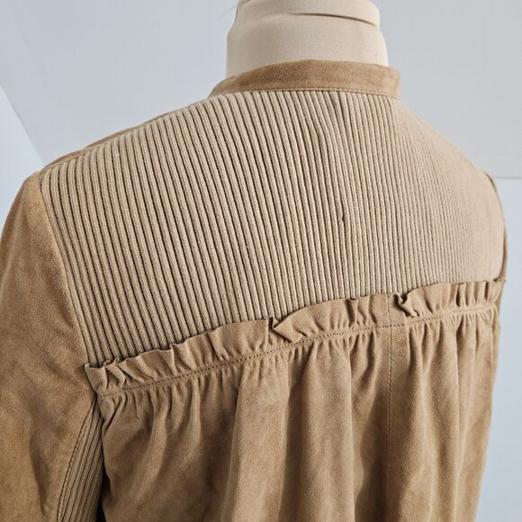Juicy Couture Leather Knit Jacket Womens Medium Tan Camel Y2K Vintage Western - Picture 4 of 15